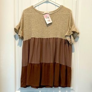 Boutique Color Block Tiered Shirt